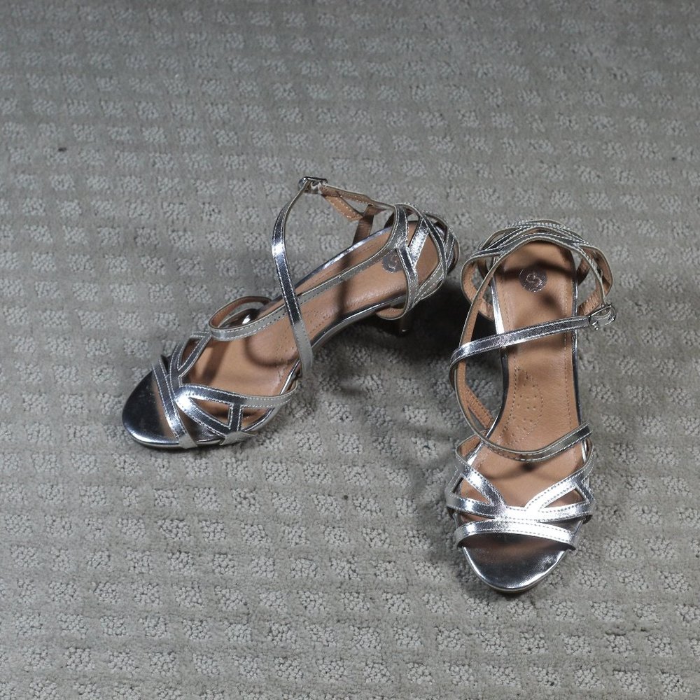 C. P. Company Size 6M Silver Strappy 3"Heels
